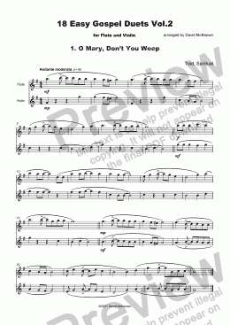 page one of 18 Easy Gospel Duets Vol.2 for Flute and Violin