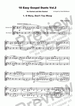 page one of 18 Easy Gospel Duets Vol.2 for Clarinet and Alto Clarinet