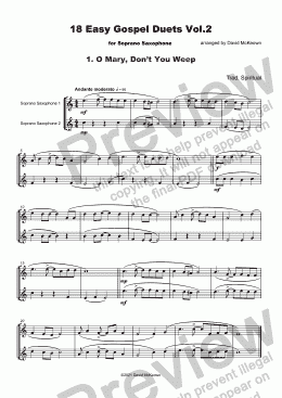 page one of 18 Easy Gospel Duets Vol.2 for Soprano Saxophone