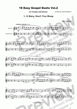 page one of 18 Easy Gospel Duets Vol.2 for Trumpet and Clarinet