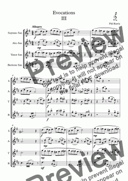 page one of Evocations III - Saxophone Quartet