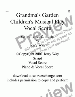 page one of Grandma's Garden (Vocal Score for Children's Musical Play)