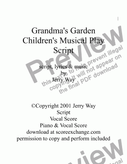 page one of Grandma's Garden (Script for Children's Musical Play)