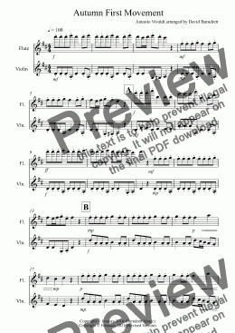 page one of Autumn (First Movement) for Flute and Violin Duet