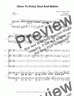 page one of Once To Every Soul And Nation (Brass Quartet and Piano)