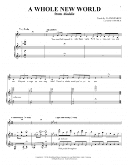 page one of A Whole New World (from Aladdin: The Broadway Musical) (Vocal Duet)