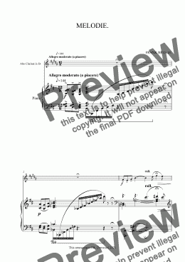 page one of Bridge - Melodie for  Alto Clarinet & Piano.