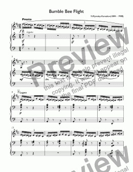 page one of Rimsky - Korsakoff, Nikolai - The Flight of the Bumblebee (Marsalis) for trumpet Bb & piano