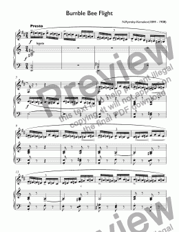 page one of Rimsky - Korsakoff, Nikolai - The Flight of the Bumblebee (Dokshizer) for trumpet Bb & piano