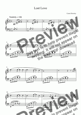 page one of "Lost Love" Original Piano Solo entirely on white keys- Intermediate