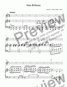 page one of Clarke, L. Herbert - Valse Brilliante ("Sounds from the Hudson") for trumpet Bb & piano