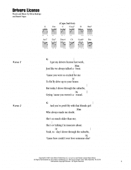 page one of drivers license (Guitar Chords/Lyrics)