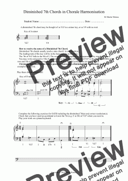 page one of Diminished 7th Chords in Chorale Harmonisation