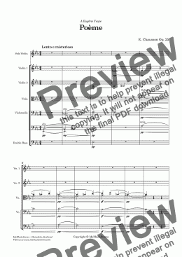 page one of Chausson Poeme Op. 25 for Violin and String Orchestra 