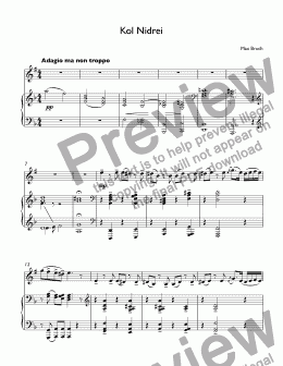 page one of Bruch, Max - Kol Nidrei - for trumpet Bb & piano (arr. Dokshizer)