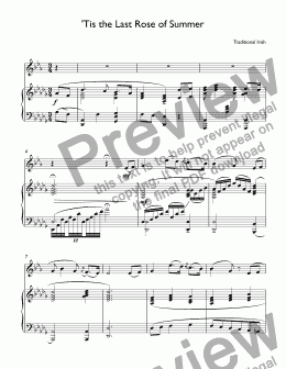 page one of trad. Irish - The Last Rose of Summer - for trumpet Bb & piano (arr. Marsalis)