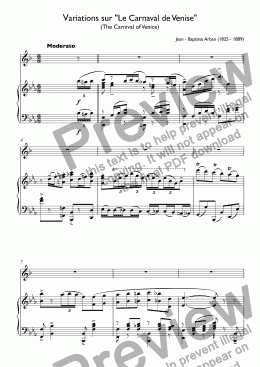 page one of Arban, Jean - Baptiste - The Carnival of Venice (Marsalis) - for trumpet Bb & piano