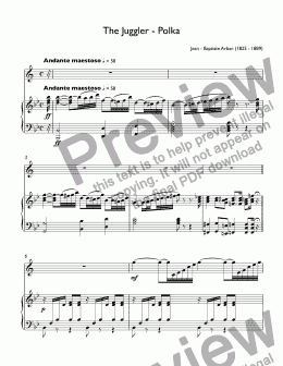 page one of Arban, Jean - Baptiste - The Juggler - Polka for trumpet Bb & piano