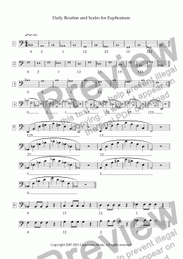 page one of daily routine for euphonium