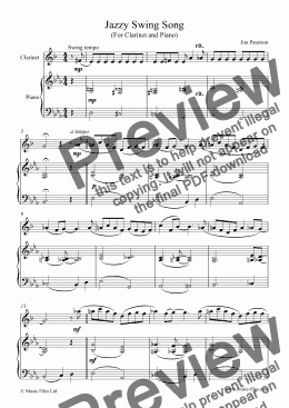 page one of Jazzy Swing Song (Clarinet and Piano)