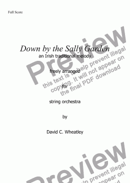 page one of Down by the Sally Garden for string orchestra - trad arr. David Wheatley
