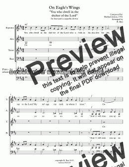 page one of On Eagle's Wings "You who dwell in the  shelter of the Lord" for four-part a cappella chorus