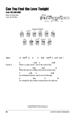 page one of Can You Feel The Love Tonight (from The Lion King) (Guitar Chords/Lyrics)