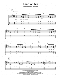 page one of Lean On Me (Easy Ukulele Tab)