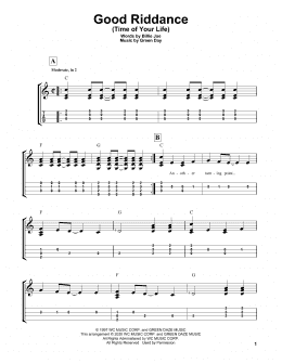 page one of Good Riddance (Time Of Your Life) (Easy Ukulele Tab)