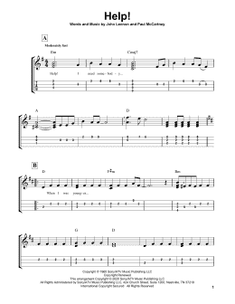 page one of Help! (Easy Ukulele Tab)