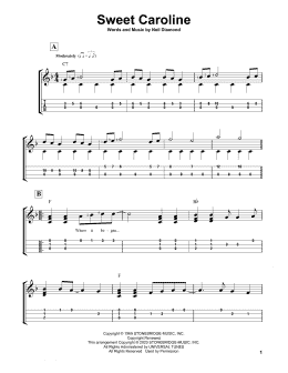 page one of Sweet Caroline (Easy Ukulele Tab)