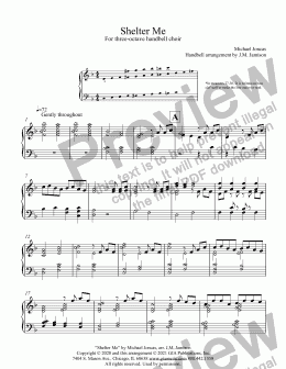 page one of Shelter Me  (for three-octave handbell choir)