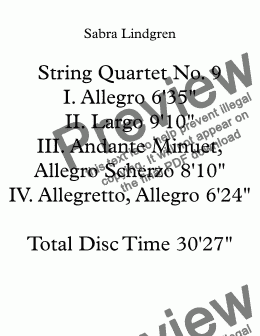 page one of String Quartet No. 9 IV. Allegretto, Allegro