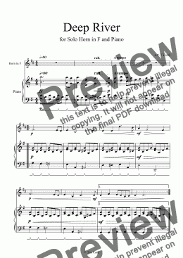 page one of Deep River for Solo Horn in F and Piano