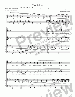 page one of The Palms [FAURE], Palm Sunday Vocal Duet for Medium Voices with Piano Accompaniment