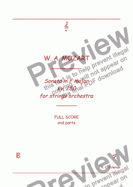 page one of W. A. Mozart Sonata kv. 280 for strings orchestra