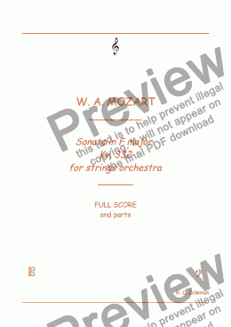 page one of W. A. Mozart Sonata kv. 332 for strings orchestra