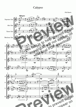 page one of Calypso - Saxophone Quartet