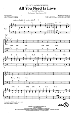 page one of All You Need Is Love (arr. Alan Billingsley) (SAB Choir)