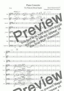 page one of Piano Concerto in E - Moszkowski - Mixed Octet - Score