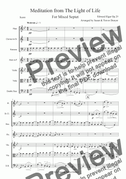 page one of Elgar - Meditation from The Light of Life - Score