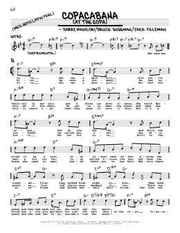 page one of Copacabana (At The Copa) (Real Book – Melody, Lyrics & Chords)