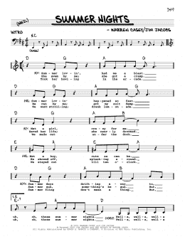 page one of Summer Nights (Real Book – Melody, Lyrics & Chords)