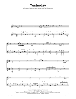 page one of Yesterday (Solo Guitar)