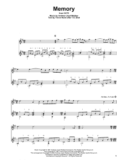 page one of Memory (from Cats) (Solo Guitar)