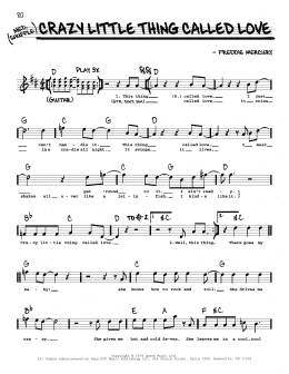 page one of Crazy Little Thing Called Love (Real Book – Melody, Lyrics & Chords)