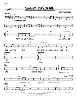 page one of Sweet Caroline (Real Book – Melody, Lyrics & Chords)