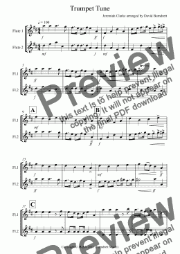 page one of Trumpet Tune for Violin Duet