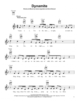 page one of Dynamite (Ukulele)