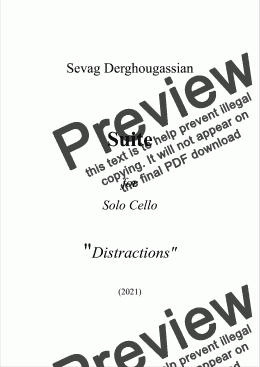 page one of Distractions Opus 37 - for solo cello  (to Juan Aguilera Cerezo)